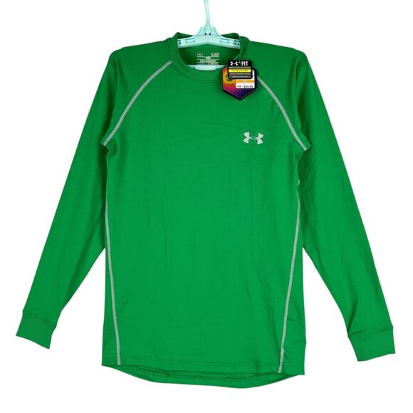 Under Armour Men ColdGear Infrared Green Long-Sleeve Fitted Shirt Size Small NWT - Picture 1 of 12